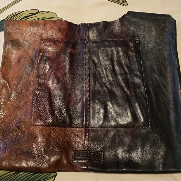 Bed Stu Black and Brown Shoulder Bag with Distressed Leather - Picture 2 of 5